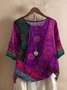Damen Geometrisch Kurzarm T-Shirts T-Shirt V-Ausschnitt Retro Sommer Oberteile
