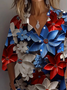 Damen Geblümt Langarm Bluse Frühling/Herbst Print Hemdkragen Täglich Lässig Oberteile