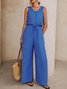 Damen Geometrisch V-Ausschnitt Ärmellos Lässig Sommer Jumpsuit