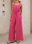 Damen Geometrisch V-Ausschnitt Ärmellos Lässig Sommer Jumpsuit