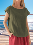 Damen Unifarben Kurzarm T-Shirts T-Shirt Rundhals Lässig Sommer Oberteile