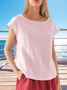 Damen Unifarben Kurzarm T-Shirts T-Shirt Rundhals Lässig Sommer Oberteile