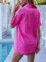 Damen Unifarben Verstellbarer Riemen Zweiteiliges Set Täglich Halbarm Lässig Sommer Bluse mit Hose Matching Set