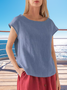 Damen Unifarben Kurzarm T-Shirts T-Shirt Rundhals Lässig Sommer Oberteile