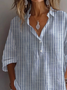 Damen Gestreift Langarm Bluse Frühling/Herbst Print Hemdkragen Täglich Lässig Oberteile