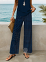 Damen Abstrakt Print Zweiteiliges Set Täglich Ärmellos Lässig Sommer Bluse mit Hose Matching Set