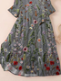 Damen Geblümt Dreiviertelärmel Frühling/Herbst Print Kleid Rundhals Täglich Lässig Maxikleid Klassisch H-Linie Kleid