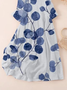 Damen Geblümt Dreiviertelärmel Frühling/Herbst Print Kleid Rundhals Täglich Lässig Maxikleid Klassisch H-Linie Kleid