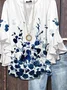 Damen Geblümt Halbarm Bluse Sommer Print V-Ausschnitt Täglich Lässig Oberteile