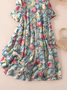 Damen Geblümt Dreiviertelärmel Frühling/Herbst Print Kleid Rundhals Täglich Lässig Maxikleid Klassisch H-Linie Kleid