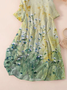 Damen Geblümt Dreiviertelärmel Frühling/Herbst Print Kleid Rundhals Täglich Lässig Maxikleid Klassisch H-Linie Kleid