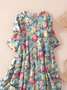 Damen Geblümt Dreiviertelärmel Frühling/Herbst Print Kleid Rundhals Täglich Lässig Maxikleid Klassisch H-Linie Kleid