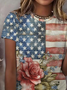 Damen Geblümt Kurzarm T-Shirts T-Shirt Rundhals Print Lässig Sommer T-Shirt mit Grafik Oberteile