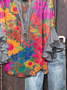 Damen Geblümt Halbarm Bluse Sommer Print V-Ausschnitt Täglich Lässig Oberteile