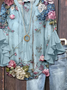 Damen Geblümt Halbarm Bluse Sommer Print V-Ausschnitt Täglich Lässig Oberteile