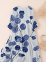 Damen Geblümt Dreiviertelärmel Frühling/Herbst Print Kleid Rundhals Täglich Lässig Maxikleid Klassisch H-Linie Kleid
