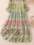 Damen Geblümt Dreiviertelärmel Frühling/Herbst Print Kleid Rundhals Täglich Lässig Maxikleid Klassisch H-Linie Kleid