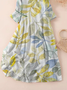 Damen Geblümt Dreiviertelärmel Frühling/Herbst Print Kleid Rundhals Täglich Lässig Maxikleid Klassisch H-Linie Kleid