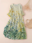 Damen Geblümt Dreiviertelärmel Frühling/Herbst Print Kleid Rundhals Täglich Lässig Maxikleid Klassisch H-Linie Kleid