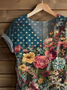 Damen Geblümt Kurzarm T-Shirts T-Shirt V-Ausschnitt Print Lässig Sommer T-Shirt mit Grafik Oberteile