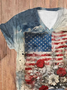 Damen Geblümt Kurzarm T-Shirts T-Shirt V-Ausschnitt Print Lässig Sommer T-Shirt mit Grafik Oberteile
