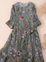 Damen Geblümt Dreiviertelärmel Frühling/Herbst Print Kleid Rundhals Täglich Lässig Maxikleid Klassisch H-Linie Kleid