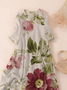 Damen Geblümt Dreiviertelärmel Frühling/Herbst Print Kleid Rundhals Täglich Lässig Maxikleid Klassisch H-Linie Kleid
