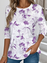 Damen Geblümt Langarm T-Shirts T-Shirt Rundhals Lässig Frühling/Herbst Oberteile