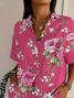Damen Geblümt Kurzarm Bluse Sommer Print Hemdkragen Täglich Lässig Oberteile