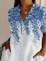 Damen Geblümt Kurzarm Bluse Sommer Print Hemdkragen Täglich Lässig Oberteile
