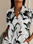 Damen Geblümt Kurzarm Bluse Sommer Print Hemdkragen Täglich Lässig Oberteile
