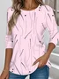Damen Gestreift Langarm T-Shirts T-Shirt Rundhals Lässig Frühling/Herbst Oberteile