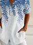 Damen Geblümt Kurzarm Bluse Sommer Print Hemdkragen Täglich Lässig Oberteile