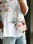 Damen Geblümt Halbarm Bluse Sommer Print Rundhals Täglich Lässig Oberteile