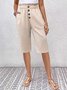 Damen Unifarben Fünfte Hose Elastische Taille Hose Lässig Sommer Hose