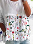Damen Geblümt Halbarm Bluse Sommer Print Rundhals Täglich Lässig Oberteile