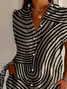 Damen abstrakte Streifen Kurzarm Bluse Sommer Print Hemdkragen Täglich Lässig Oberteile