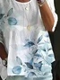 Damen Geblümt Halbarm Bluse Sommer Print Rundhals Täglich Lässig Oberteile