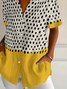 Damen Abstrakte Tupfen Kurzarm Bluse Sommer Print Hemdkragen Täglich Lässig Oberteile
