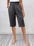 Damen Unifarben Fünfte Hose Elastische Taille Hose Lässig Sommer Hose