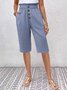 Damen Unifarben Fünfte Hose Elastische Taille Hose Lässig Sommer Hose