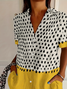 Damen Abstrakte Tupfen Kurzarm Bluse Sommer Print Hemdkragen Täglich Lässig Oberteile