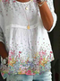 Damen Geblümt Halbarm Bluse Sommer Print Rundhals Täglich Lässig Oberteile