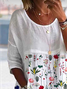 Damen Geblümt Halbarm Bluse Sommer Print Rundhals Täglich Lässig Oberteile