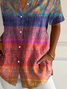 Damen Geblümt Kurzarm Bluse Sommer Print Hemdkragen Täglich Lässig Oberteile