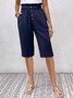 Damen Unifarben Fünfte Hose Elastische Taille Hose Lässig Sommer Hose
