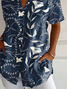 Damen Geblümt Kurzarm Bluse Sommer Print Hemdkragen Täglich Lässig Oberteile