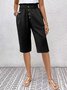 Damen Unifarben Fünfte Hose Elastische Taille Hose Lässig Sommer Hose
