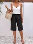 Damen Unifarben Fünfte Hose Elastische Taille Hose Lässig Sommer Hose