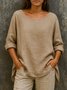 Damen Unifarben Langarm T-Shirts T-Shirt Rundhals Lässig Frühling/Herbst Oberteile